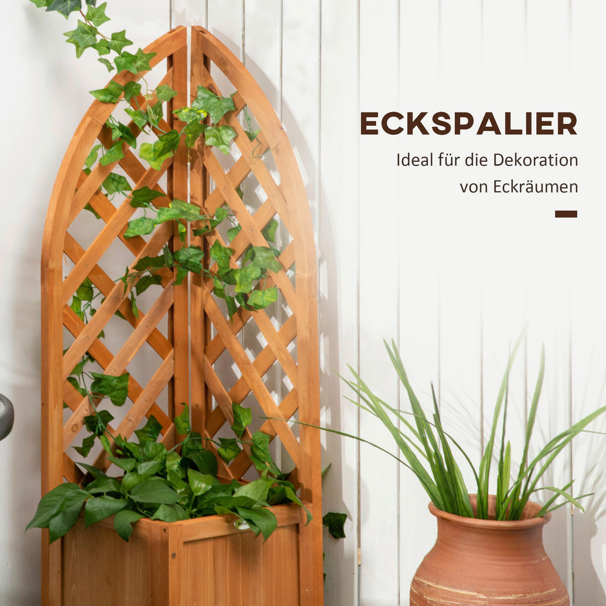 Outsunny Eckbeet B/H/L: ca. 32x108x32 cm Eckbeet - braun (32,00/32,00/108,00cm) - Outsunny