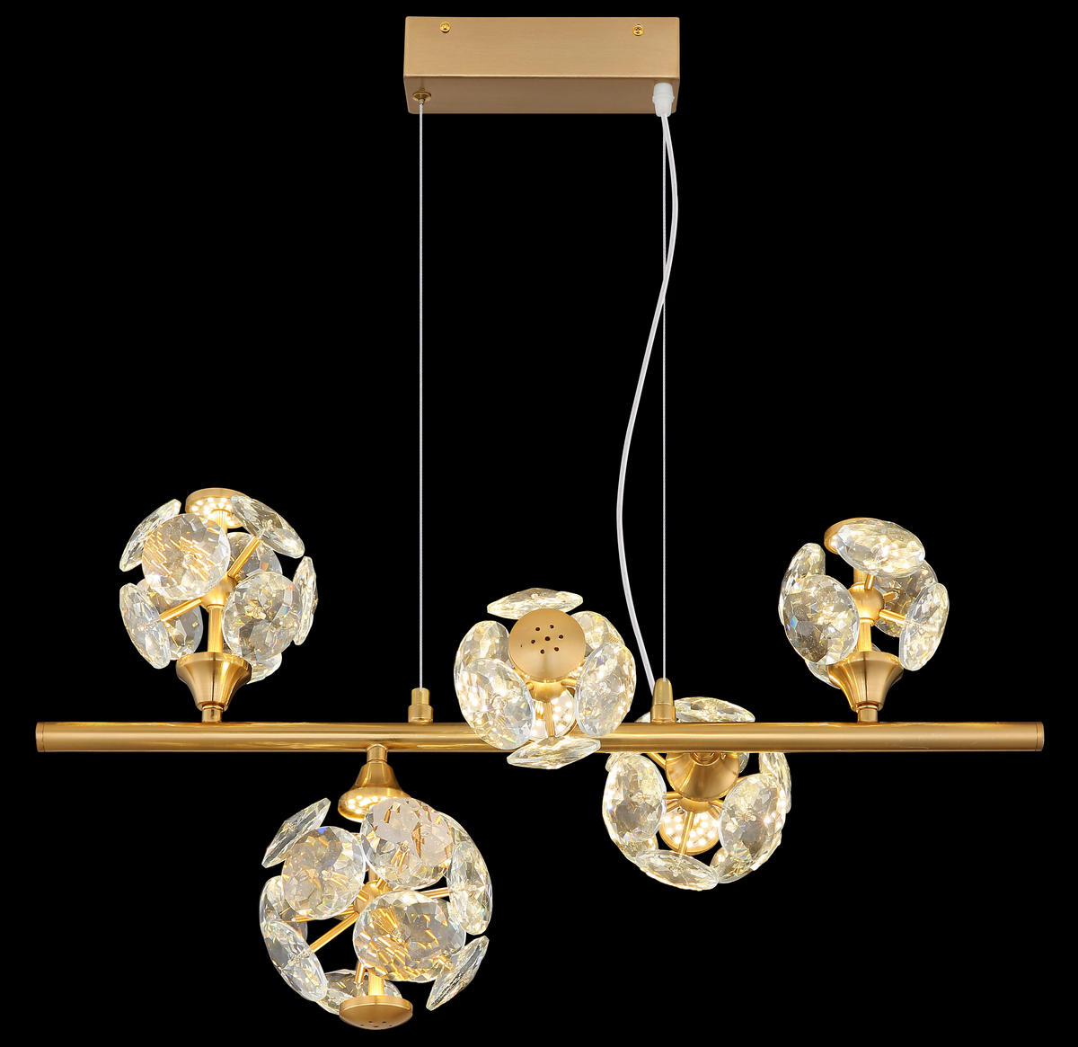 GLOBO Pendelleuchte klar gold Metall B/H/T/L: ca. 31x150x61x61 cm 1.0 Brennstellen Virina - klar/gold (61,00/31,00/150,00cm) - GLOBO