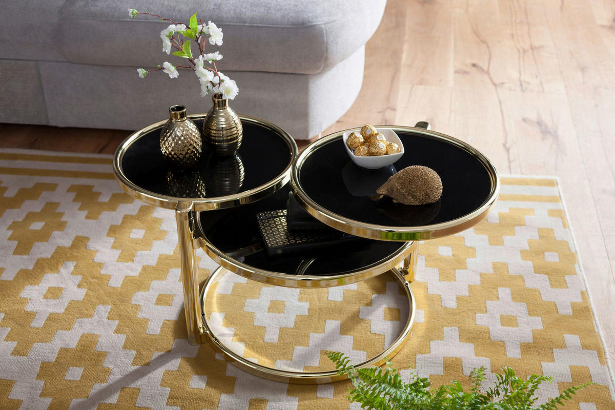 Couchtisch schwarz gold lackiert B/H/T: ca. 58x43x58 cm Couchtisch - gold/schwarz (58,00/43,00/58,00cm) - Wohnling