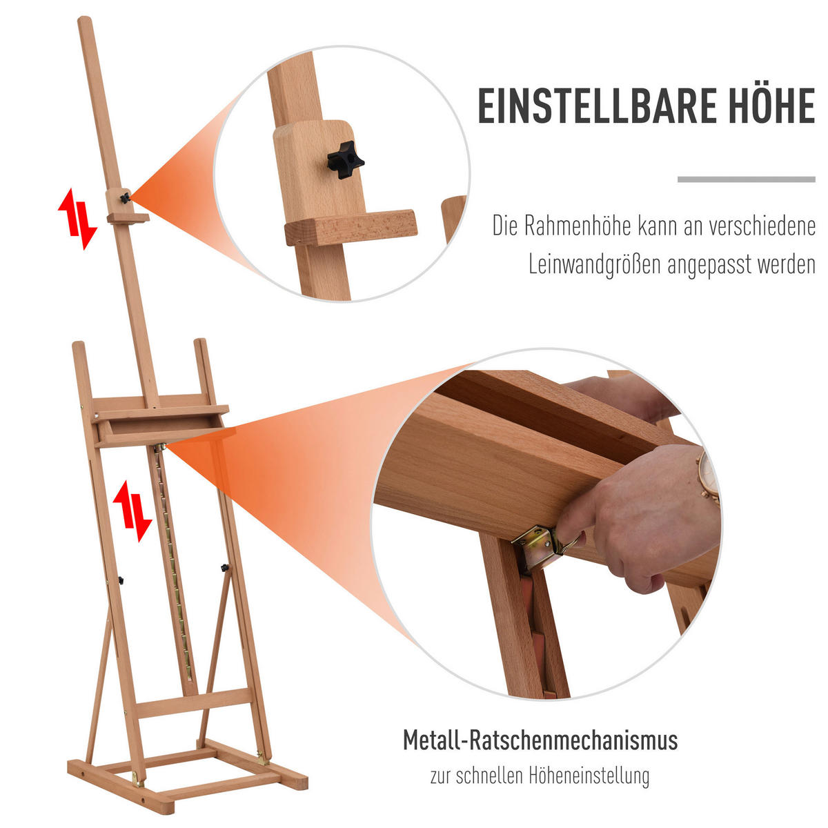 Vinsetto Staffelei natur Polypropylen B/H/L: ca. 53x50,5x171 cm Staffelei - natur (171,00/53,00/50,50cm) - Vinsetto