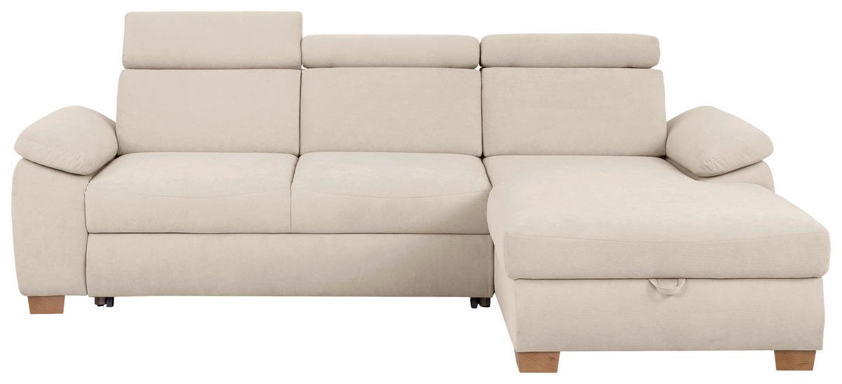 Ecksofa Aguda beige Microfaser B/H/T: ca. 269x102x175 cm Aguda - beige/buche (269,00/102,00/175,00cm)