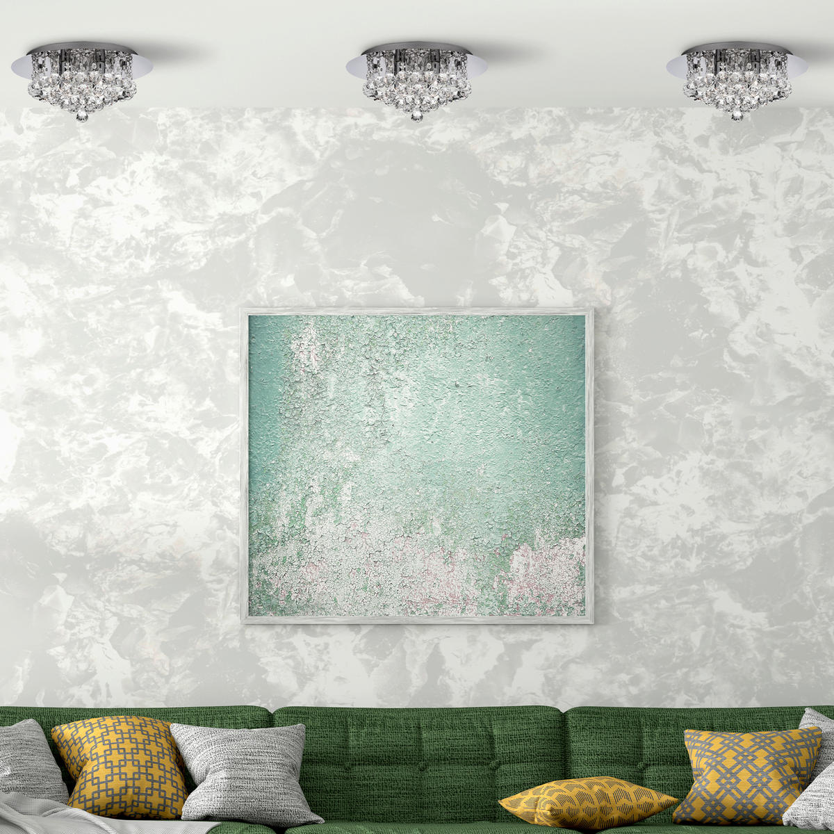 Searchlight Deckenleuchte Chrom transparent Glas Stahl B/H/L/D: ca. 35x17,5x35x35 cm G9 4 Brennstellen Hanna - Chrom/transparent (35,00/35,00/17,50cm) - Searchlight