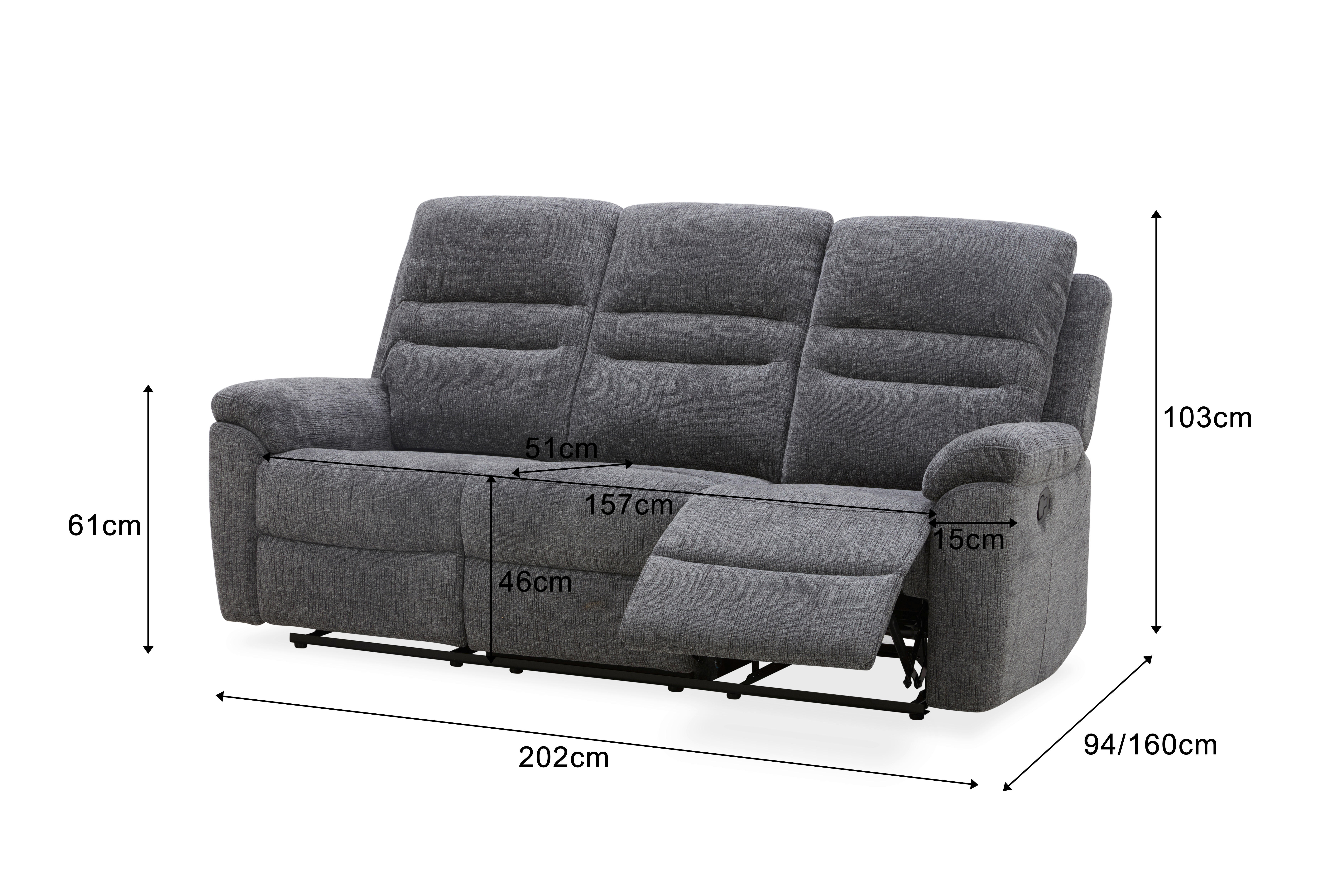 Thumbnail - Sofa 3-2-1 KW 2028 dunkelgrau Microfaser