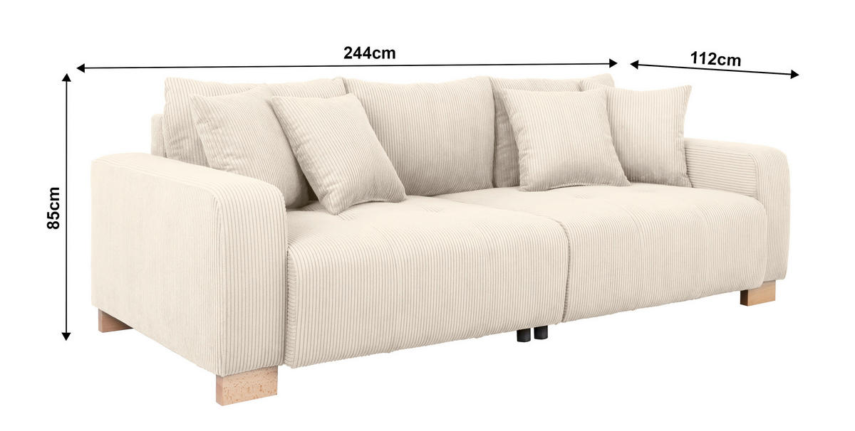 Big Sofa Alpha New creme Microfaser B/H/T: ca. 244x85x112 cm Alpha New - buche/creme (244,00/85,00/112,00cm)