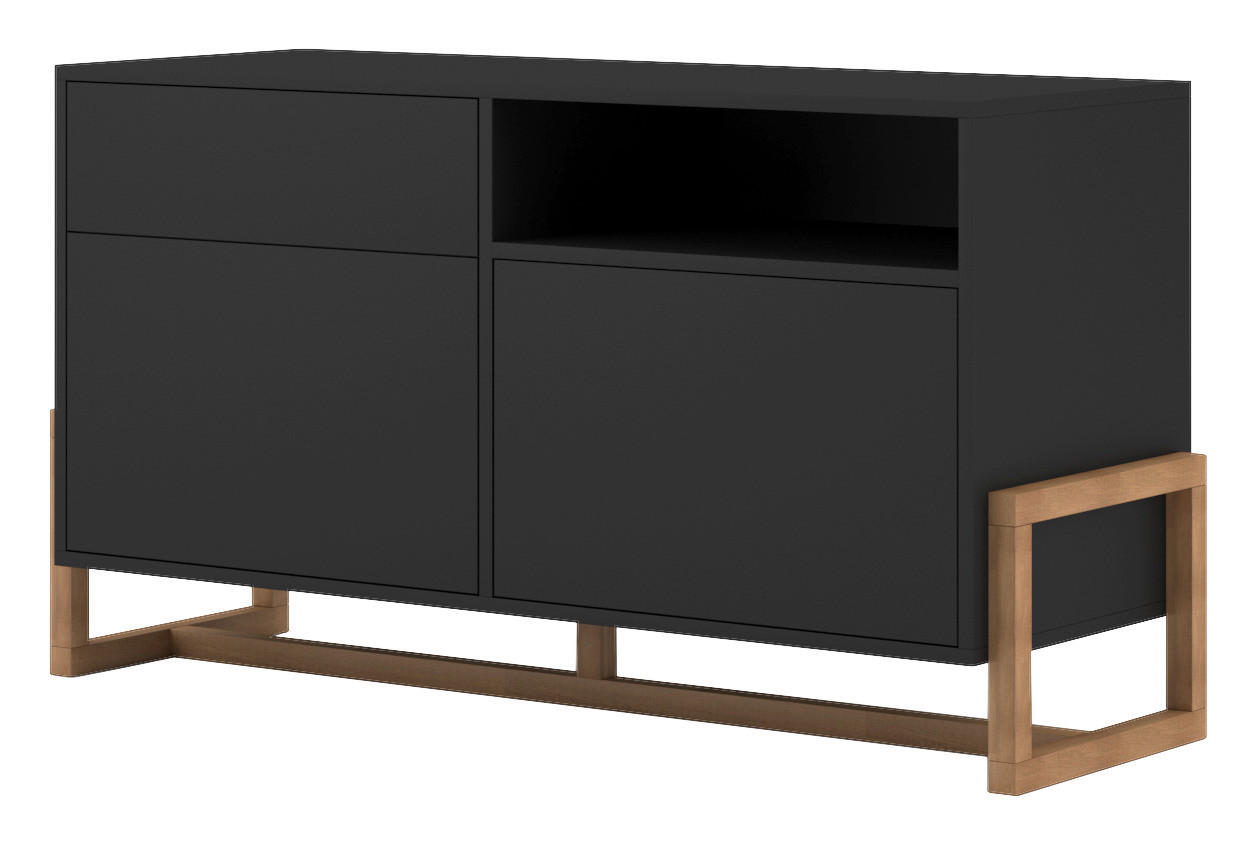 Thumbnail - Sideboard Oslo schwarz matt Eiche Nachbildung B/H/T: ca. 119,2x64,7x42 cm