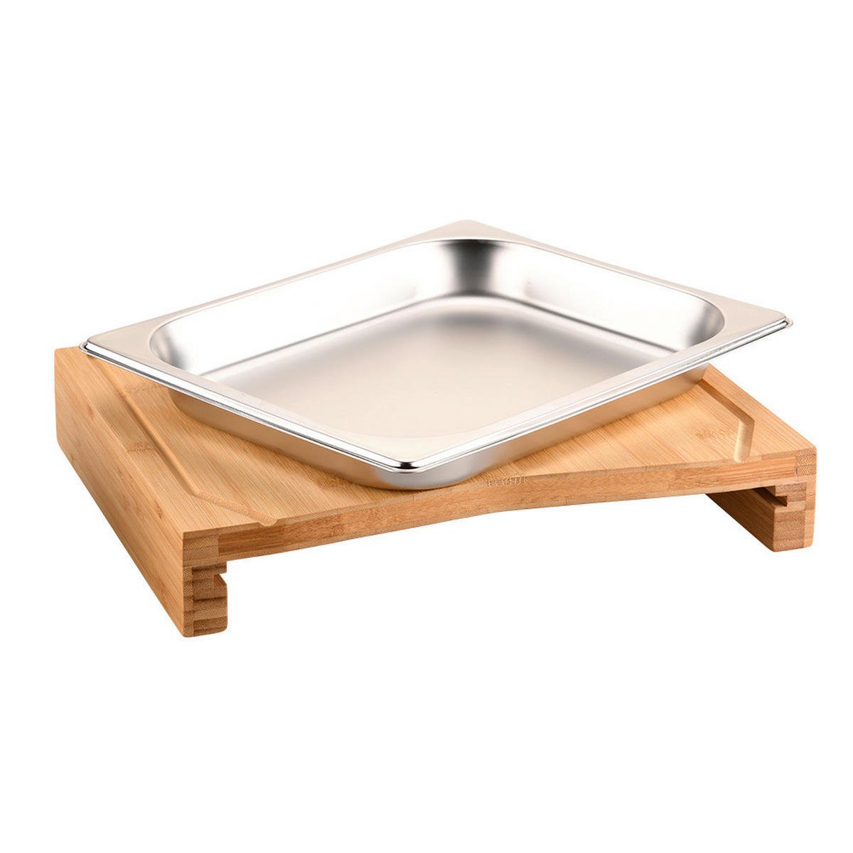 Kesper Schneidbrett Schneidbrett_mit_Auffangschale - natur/silber (36,50/28,50/6,80cm) - Kesper