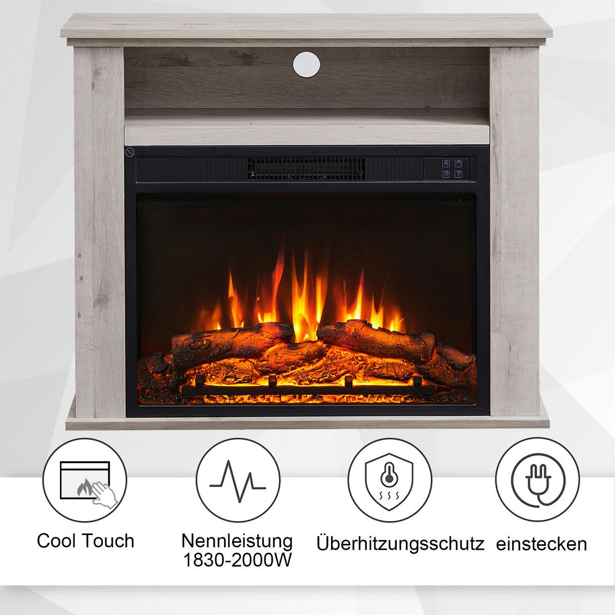 Balderia Elektrischer-Kamin Frida grau B/H/T: ca. 78,3x64,7x23 cm ca. 2 W Elektrischer_Kamin_Frida - grau (78,30/64,70/23,00cm) - Balderia