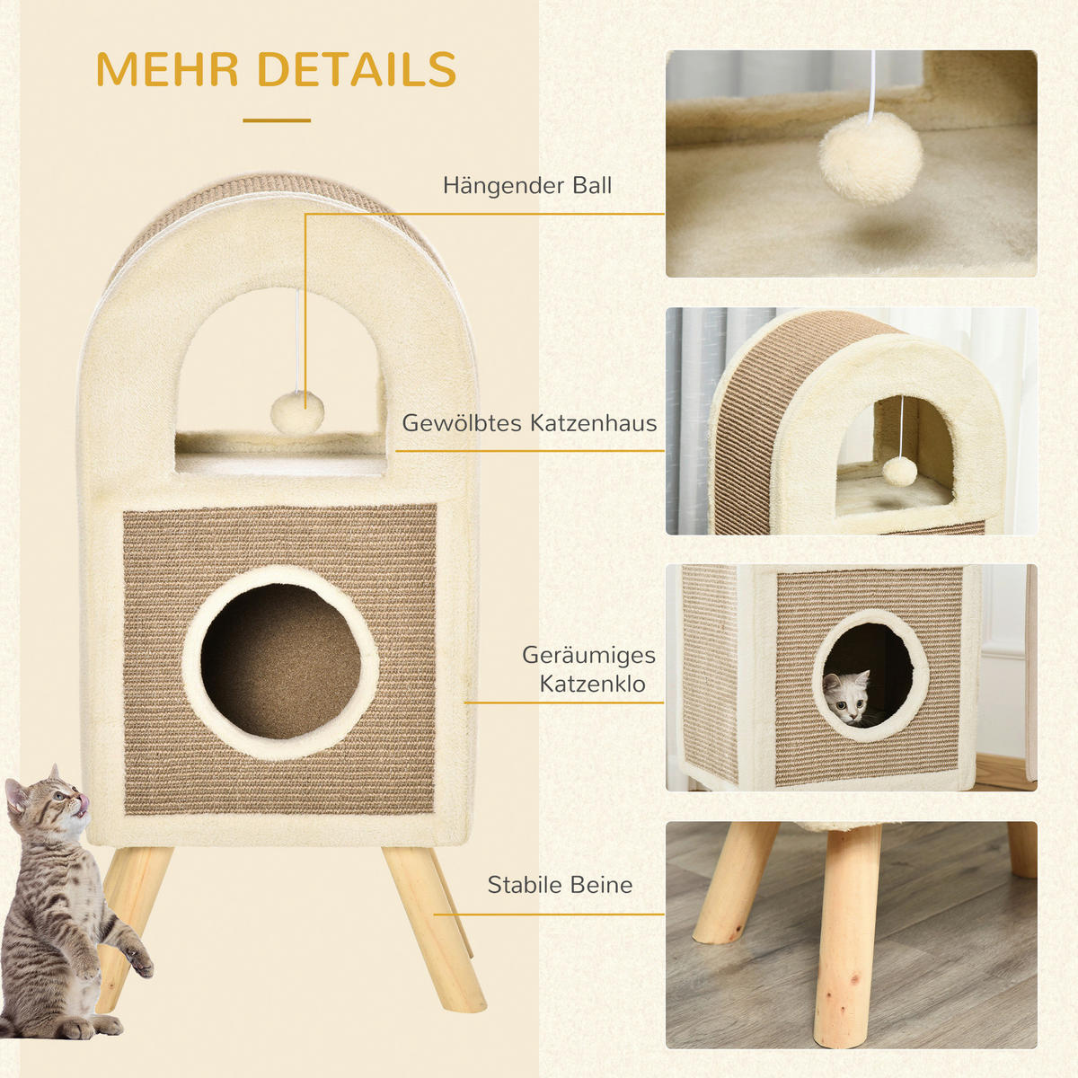 PawHut Kratzbaum braun Spanplatte B/H/L: ca. 34x40x91 cm Kratzbaum - braun (91,00/34,00/40,00cm) - PawHut