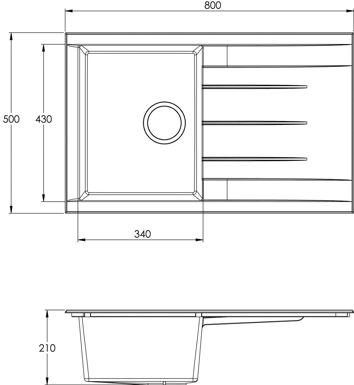 Respekta Einbauspüle Houston 80 x 50 W weiß Mineralite B/H/T: ca. 80x21x50 cm Houston 80 x 50 W - weiß (80,00/21,00/50,00cm) - Respekta