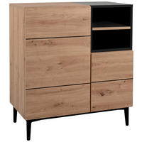 Kommode Nola Eiche Artisan Nachbildung schwarz B/H/T: ca. 80x90x42 cm Nola - Eiche/schwarz (80,00/90,00/42,00cm)