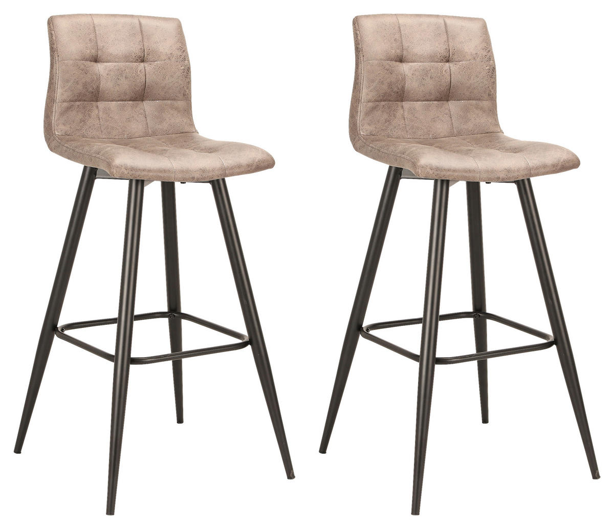 Barhocker SIMONE  2er-Set braun Vintage schwarz Stoff Metall B/H/T: ca. 42x103x51 cm SIMONE  2er-Set - braun/schwarz (42,00/103,00/51,00cm) - byLIVING