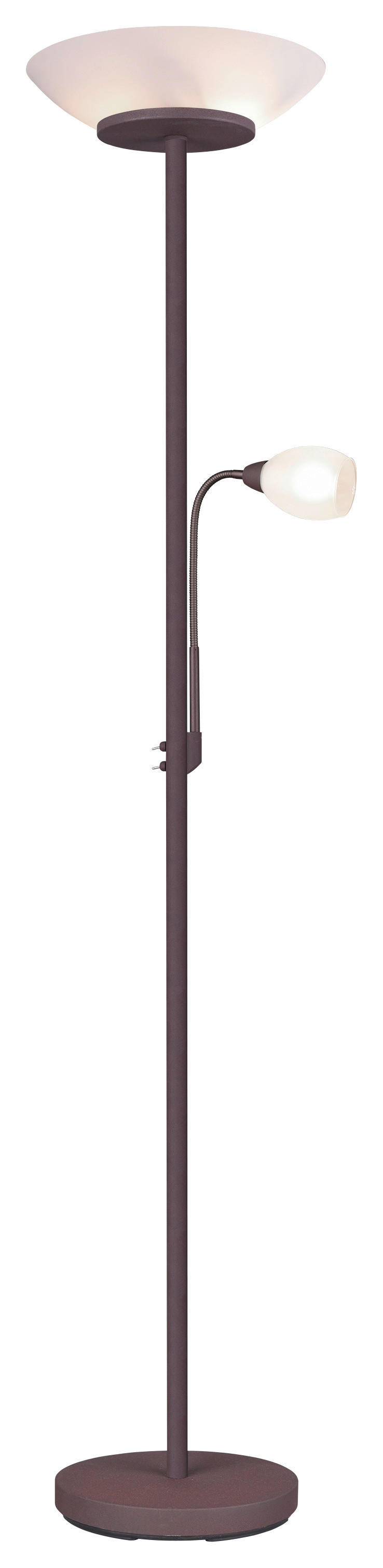 Reality Deckenfluter R40063124 rost weiß Metall Glas H/D: ca. 180x34 cm E27 2 Brennstellen Deckenfluter_Gerry - weiß/rost (34,00/180,00cm) - Reality