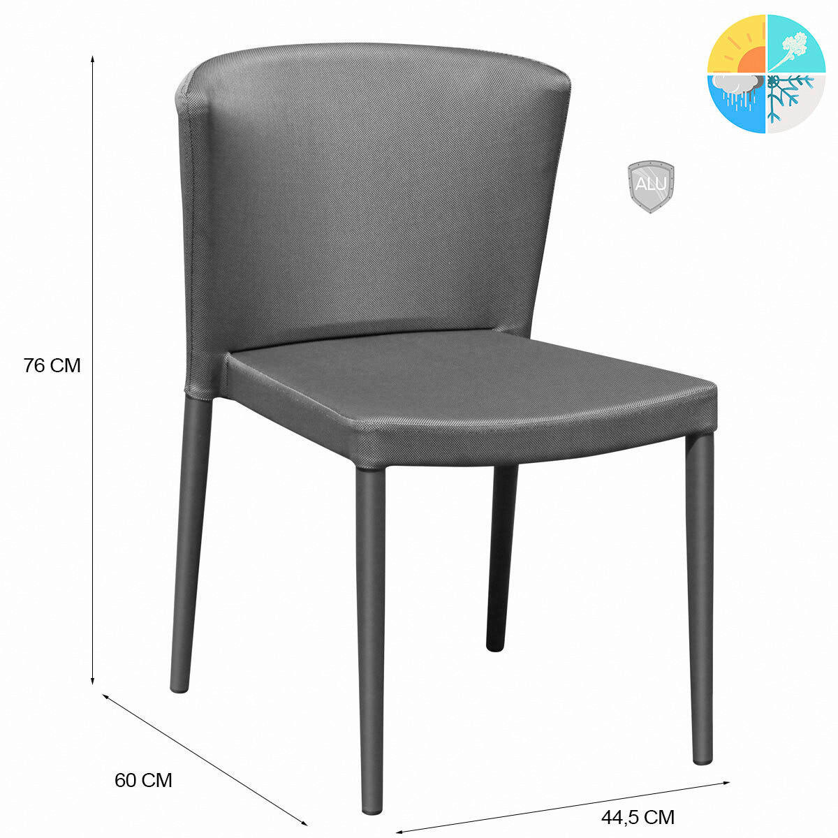 Grasekamp Stapelstuhl-Set Sol anthrazit Aluminium B/H/L: ca. 44x76x60 cm Sol - anthrazit (60,00/44,00/76,00cm) - Grasekamp