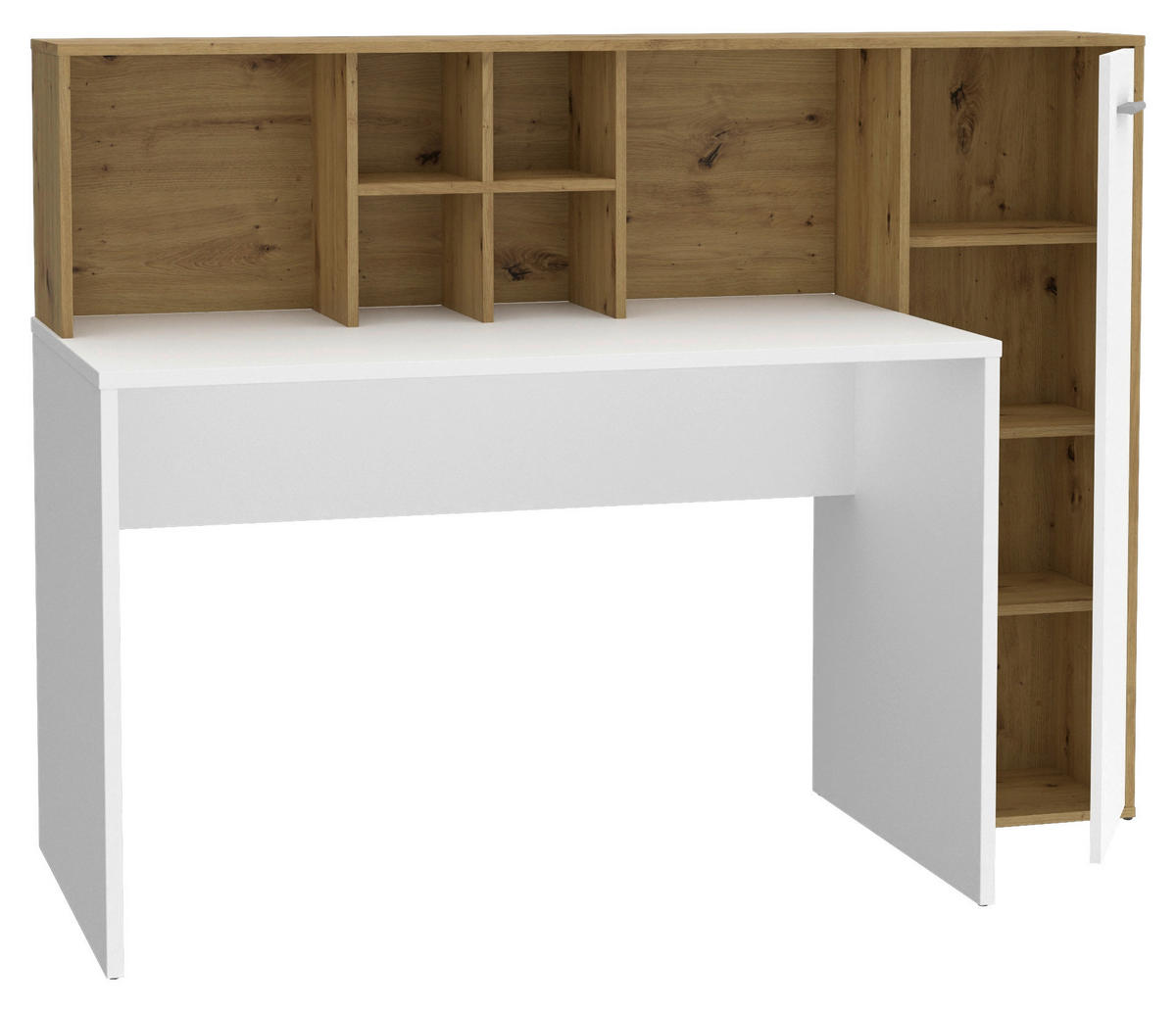 Schreibtisch  weiß Eiche Artisan Nachbildung B/H/T: ca. 158x116x66 cm Eriadu_Schreibtisch - Eiche/weiß (158,00/116,00/66,00cm)
