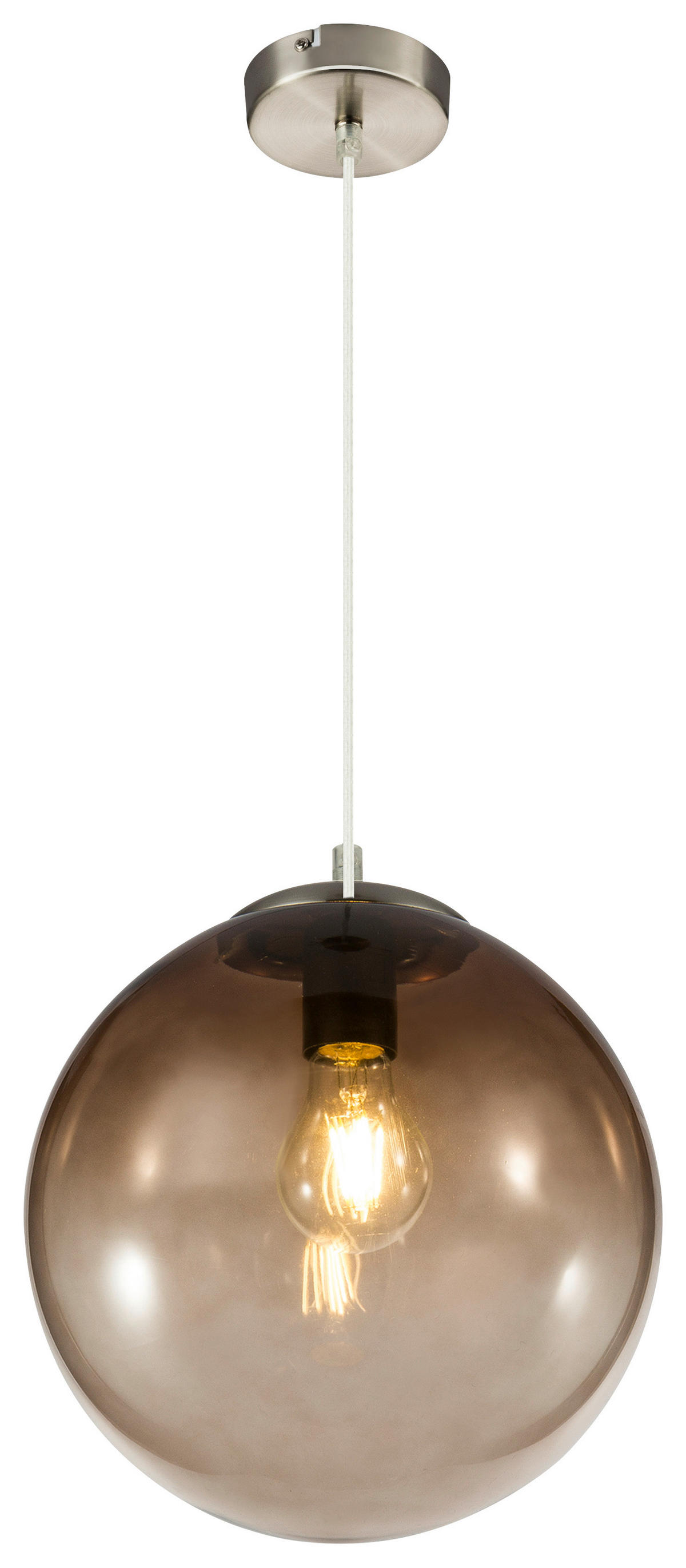 GLOBO Pendelleuchte 15863 Chrom Rauchglas H/D: ca. 120x30 cm E27 1 Brennstellen Pendelleuchte_Varus chrom/rauch - Chrom (30,00/120,00cm) - GLOBO