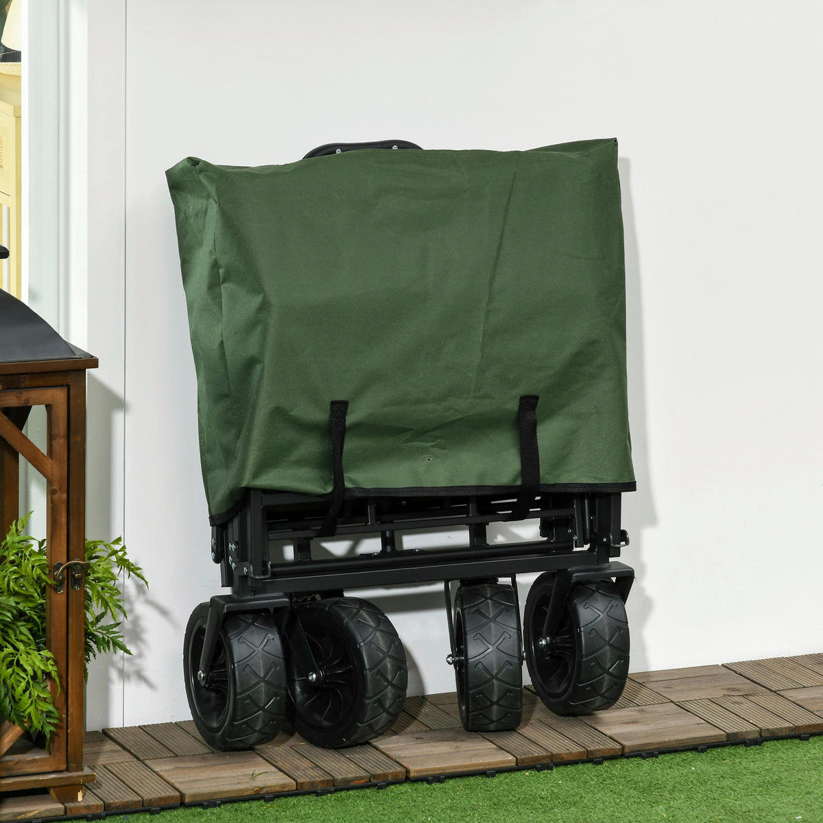 Outsunny Bollerwagen khaki B/H/L: ca. 57x94x100 cm Bollerwagen - khaki (100,00/57,00/94,00cm) - Outsunny