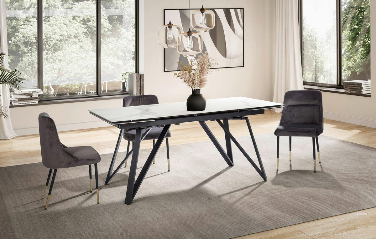 Esstisch weiß Marmor Optik B/H/T: ca. 180x76x95 cm Esszimmertisch - weiß (180,00/76,00/95,00cm) - Wohnling