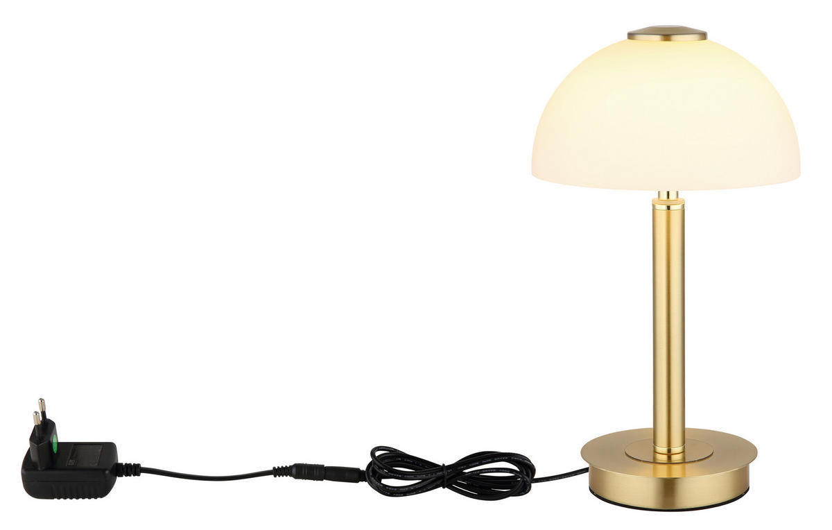GLOBO LED-Tischleuchte messing Opal Metall Kunststoff Glas H/D: ca. 31,5x18 cm 1 Brennstellen ULDIN - messing/Opal (18,00/31,50cm) - GLOBO