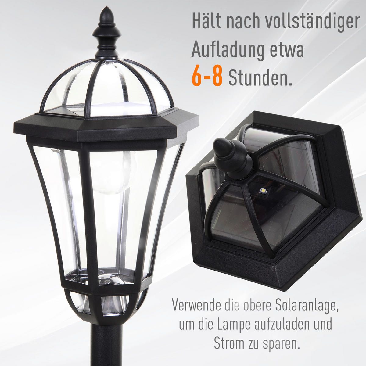 Gartenlaterne im 2er-Set schwarz Kunststoff H/D: ca. 129x18,5 cm Gartenlaterne im 2er-Set - schwarz (18,50/129,00cm) - Outsunny