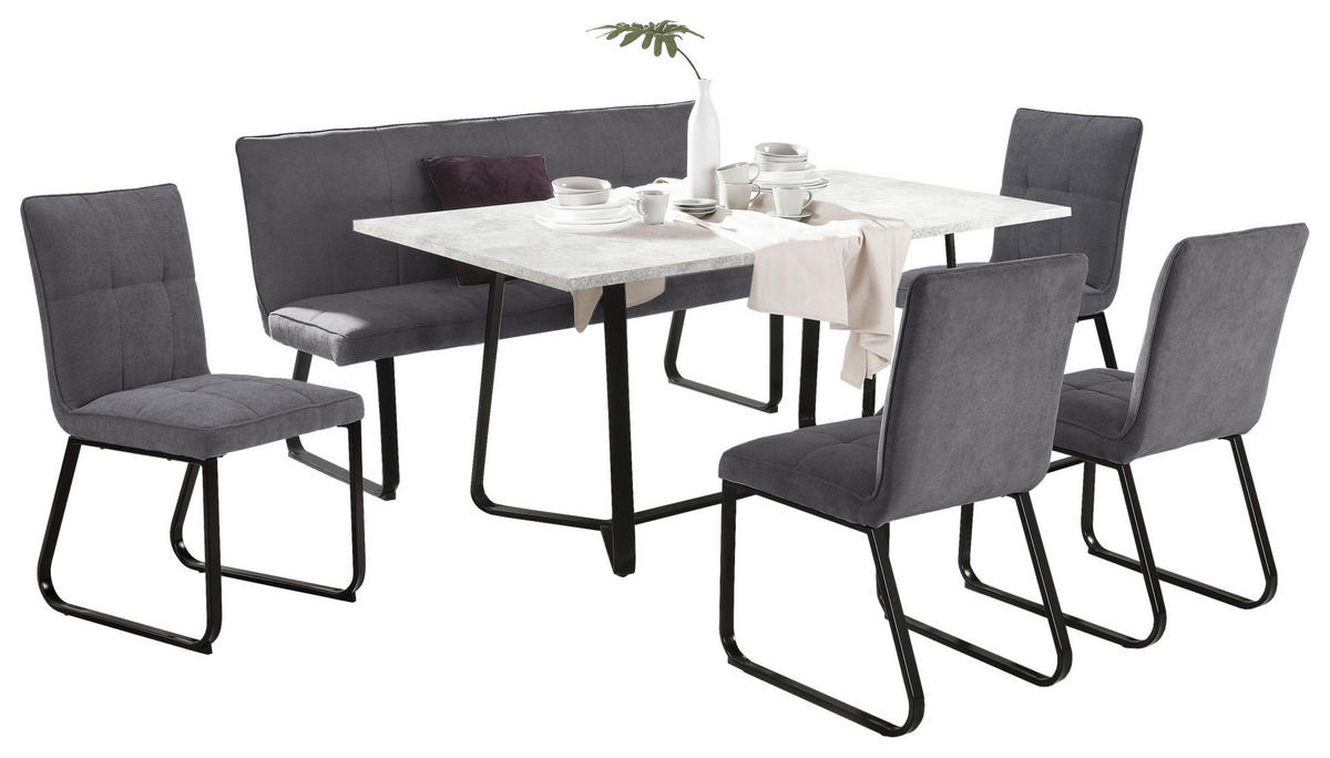 Stuhl TALEA  2er-Set dunkelgrau schwarz Webstoff Metall B/H/T: ca. 46x86x55 cm TALEA  2er-Set - schwarz/dunkelgrau (46,00/86,00/55,00cm) - byLIVING