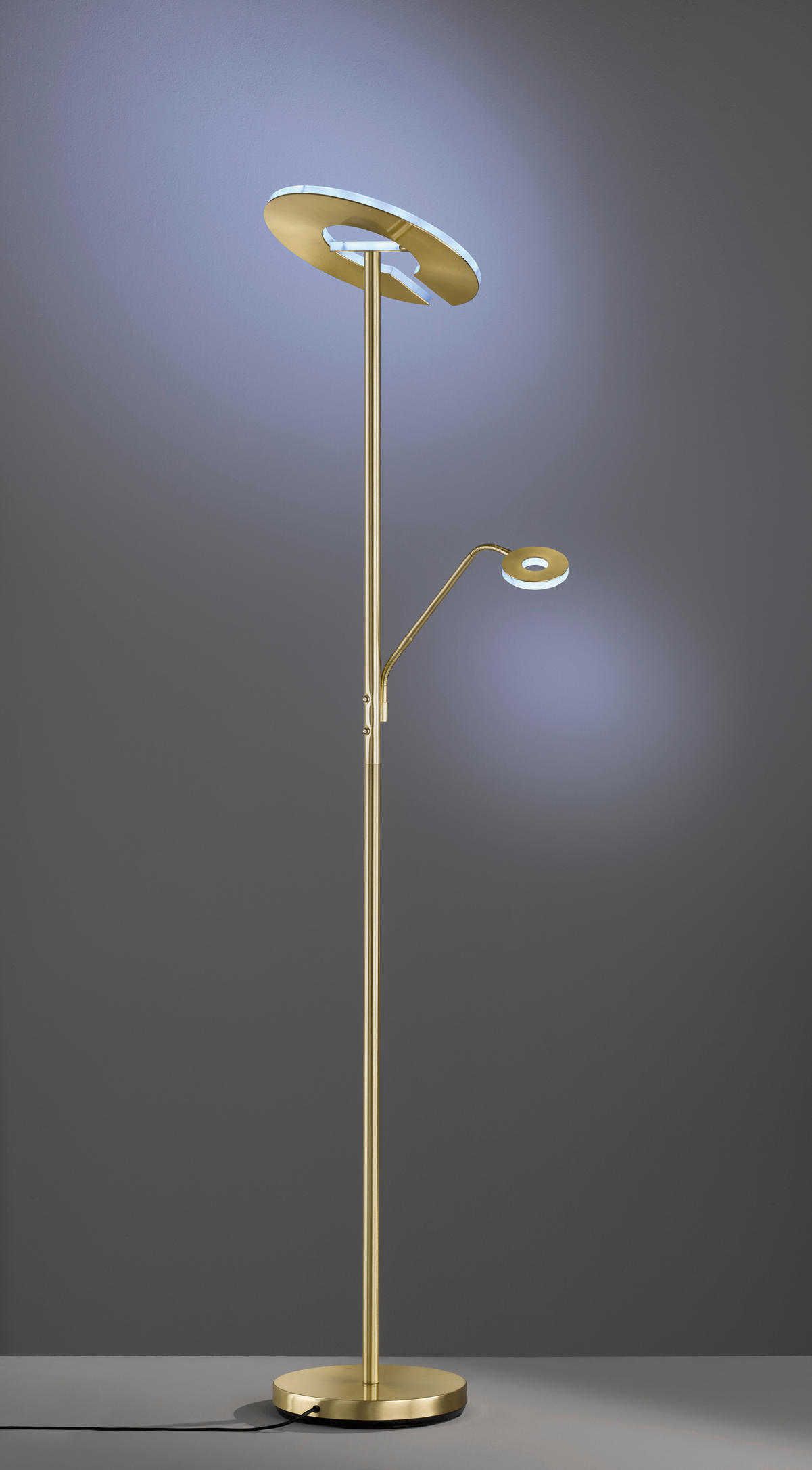 Fischer & Honsel LED-Stehleuchte 40316 messing weiß Glas Metall B/H/T: ca. 35x180x50 cm 1 Brennstellen Dent - messing/weiß (35,00/180,00/50,00cm) - Fischer & Honsel