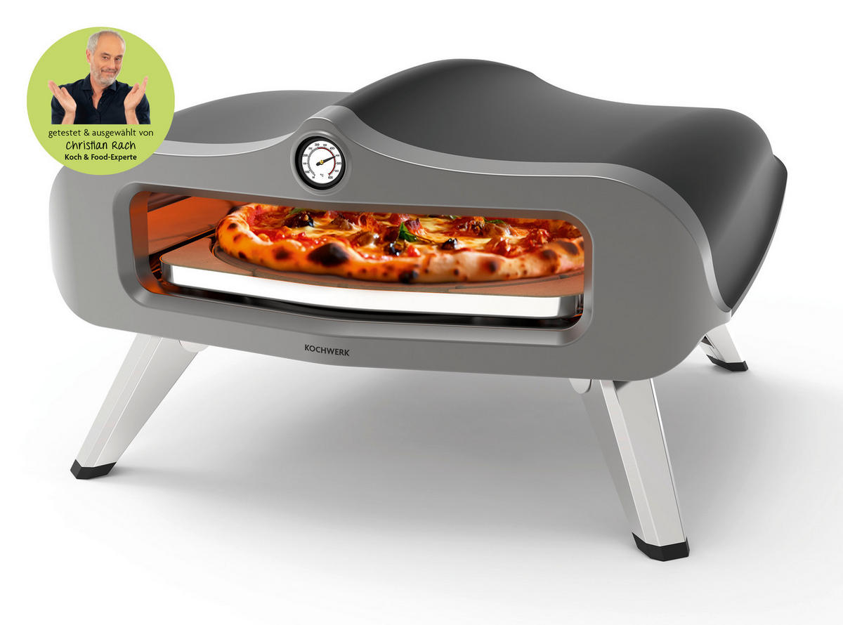 Rachs KOCHWERK Gas-Pizzaofen silber Edelstahl B/H/L/D: ca. 61,5x32x70,5x55 cm Pizzaofen_Glas - schwarz/silber (70,50/61,50/32,00cm) - Rachs KOCHWERK