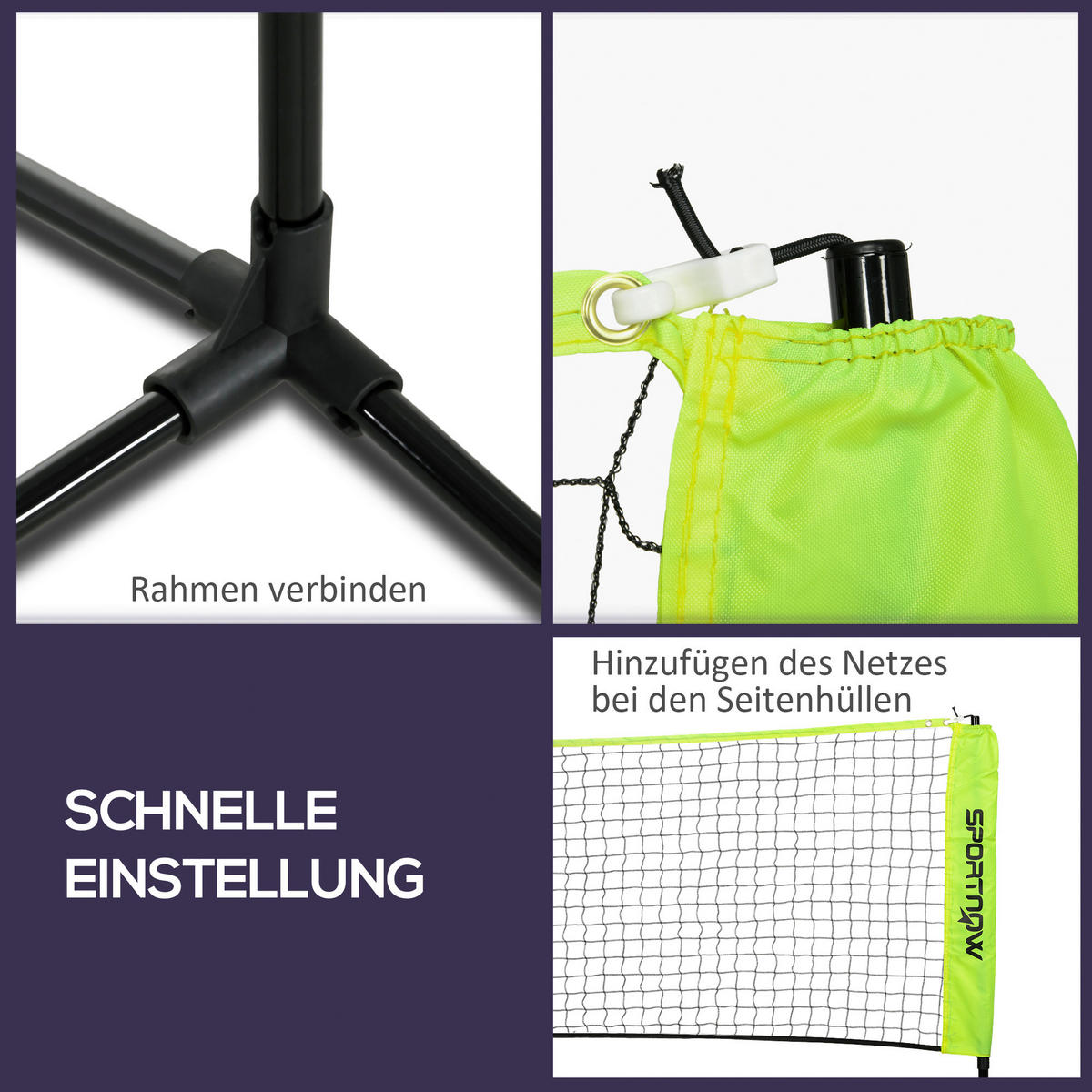 SPORTNOW Badmintonnetz gelb Nylon B/H/L: ca. 103x155x420 cm Badmintonnetz - gelb (420,00/103,00/155,00cm) - SPORTNOW