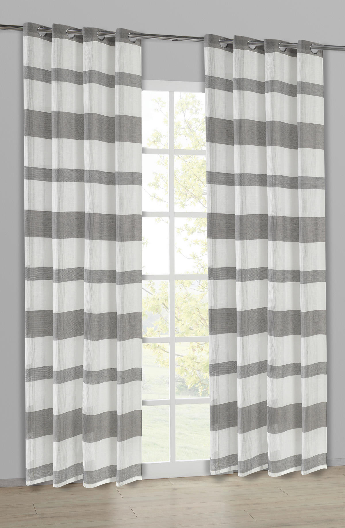 Ösenvorhang Caro grau B/L: ca. 140x245 cm Caro - grau (140,00/245,00cm)