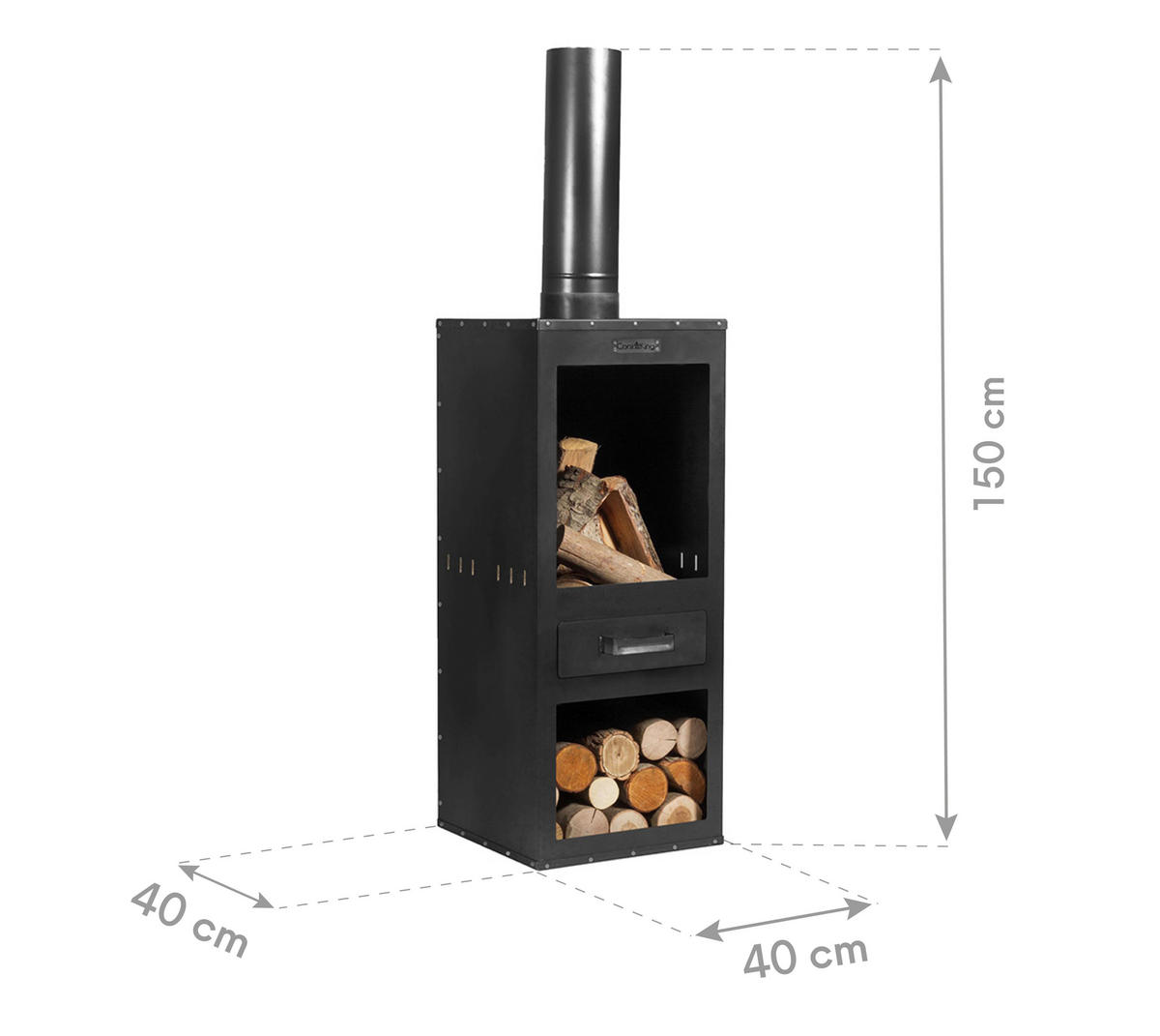 CookKing Gartenofen Rosa schwarz Stahl B/H/T: ca. 40x150x40 cm Rosa - schwarz (40,00/150,00/40,00cm) - CookKing