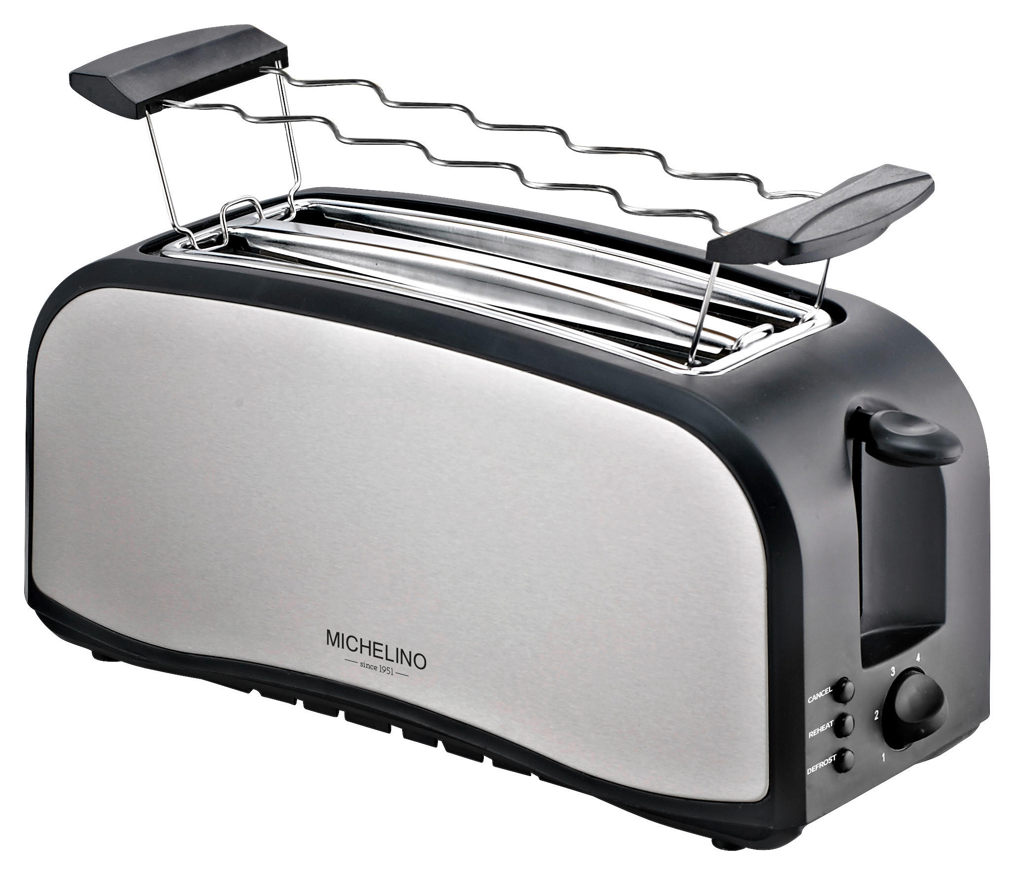 MICHELINO Toastautomat 74292 Edelstahloptik schwarz Edelstahl Kunststoff B/H/L: ca. 14x20x17 cm Toastautomat_74292 - schwarz/Edelstahloptik (17,00/14,00/20,00cm) - MICHELINO
