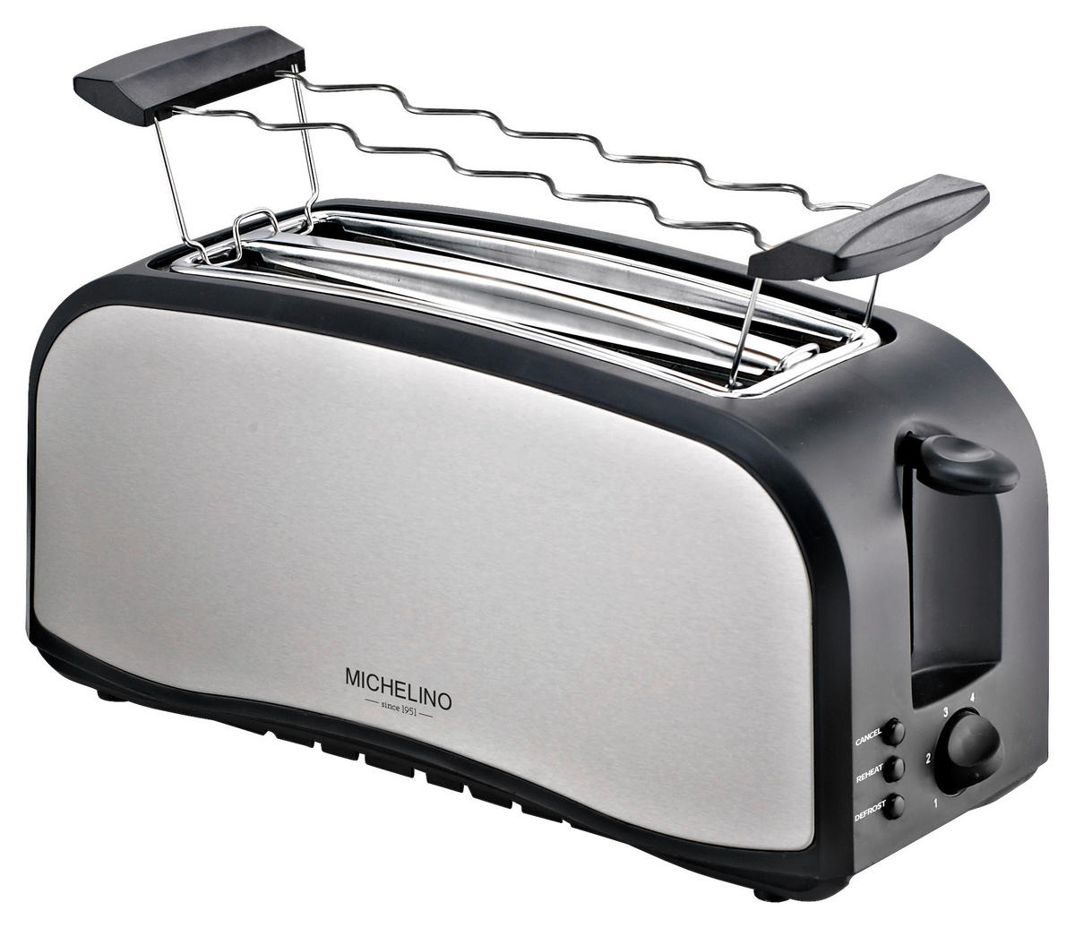 MICHELINO Toastautomat 74292 Edelstahloptik schwarz Edelstahl Kunststoff B/H/L: ca. 14x20x17 cm Toastautomat_74292 - schwarz/Edelstahloptik (17,00/14,00/20,00cm) - MICHELINO
