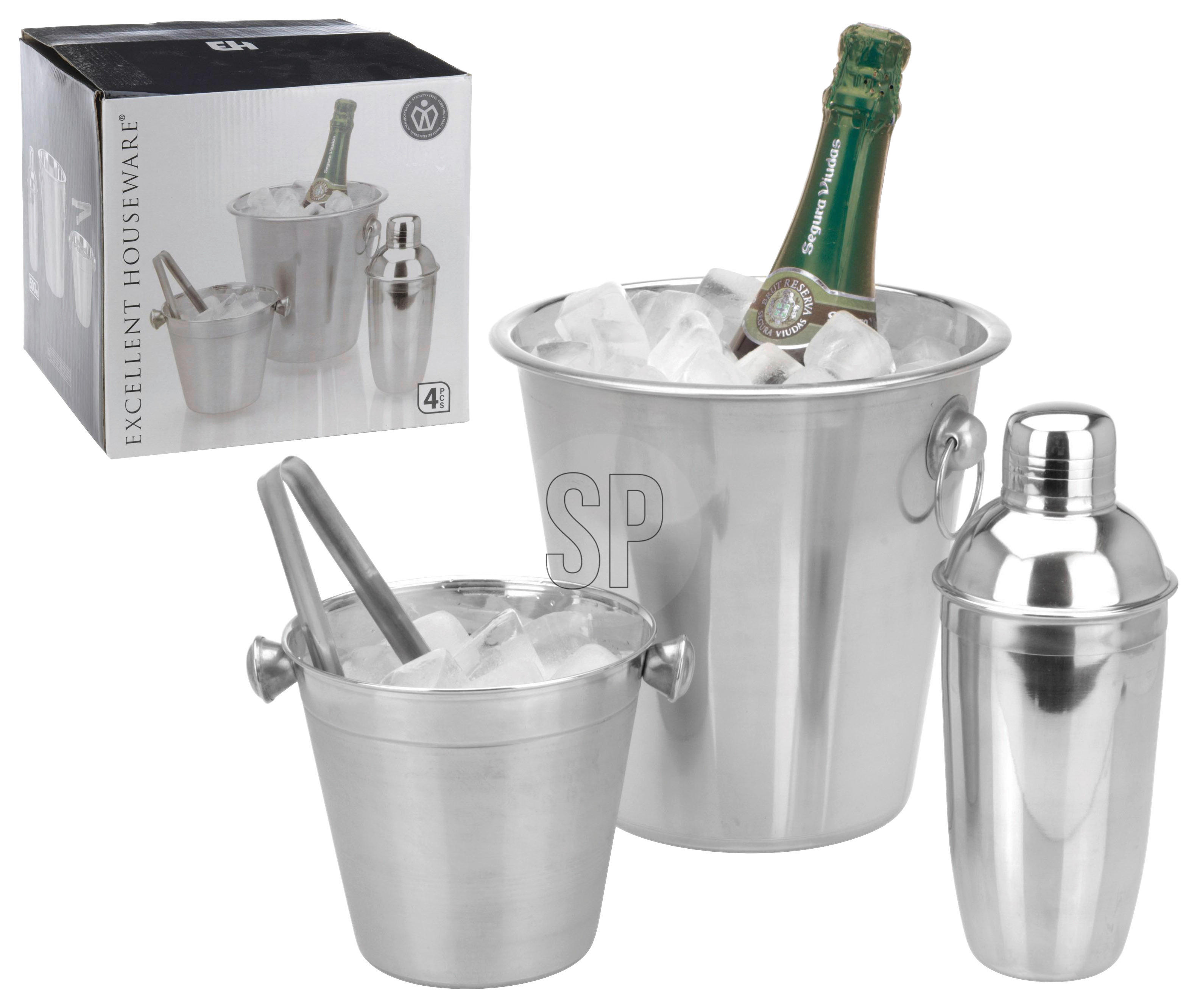EH Barware Cocktail-Shaker Set silber Edelstahl B/H/L: ca. 22,5x22,5x22 cm Cocktail-Shakerset_4tlg. - silber (22,00/22,50/22,50cm) - EH Barware