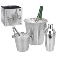 EH Barware Cocktail-Shaker Set silber Edelstahl B/H/L: ca. 22,5x22,5x22 cm Cocktail-Shakerset_4tlg. - silber (22,00/22,50/22,50cm) - EH Barware