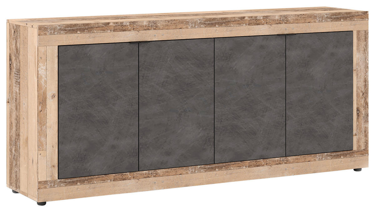 Kommode LUNEA Eiche Old Wood hell Nachbildung Eiche Matera Nachbildung B/H/T: ca. 180x86x41,7 cm LUNEA - Eiche (180,00/86,00/41,70cm) - WIPMEB