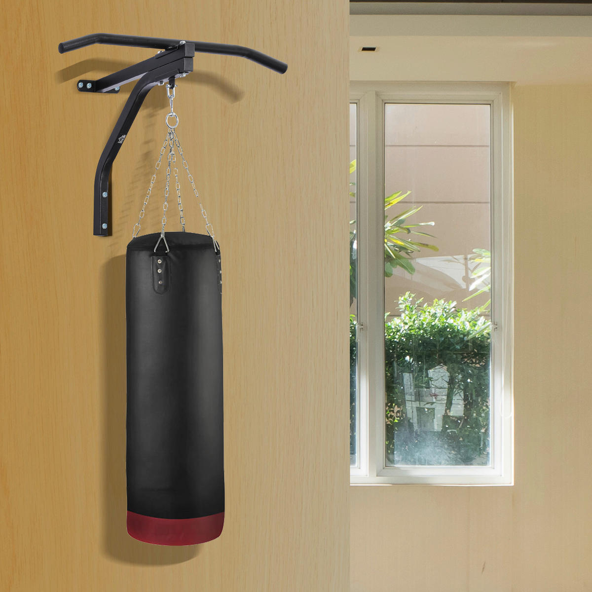 HOMCOM Fitness-Zubehör schwarz Edelstahl B/H/L: ca. 47x93x51 cm Boxsackhalterung - schwarz (51,00/47,00/93,00cm) - HOMCOM