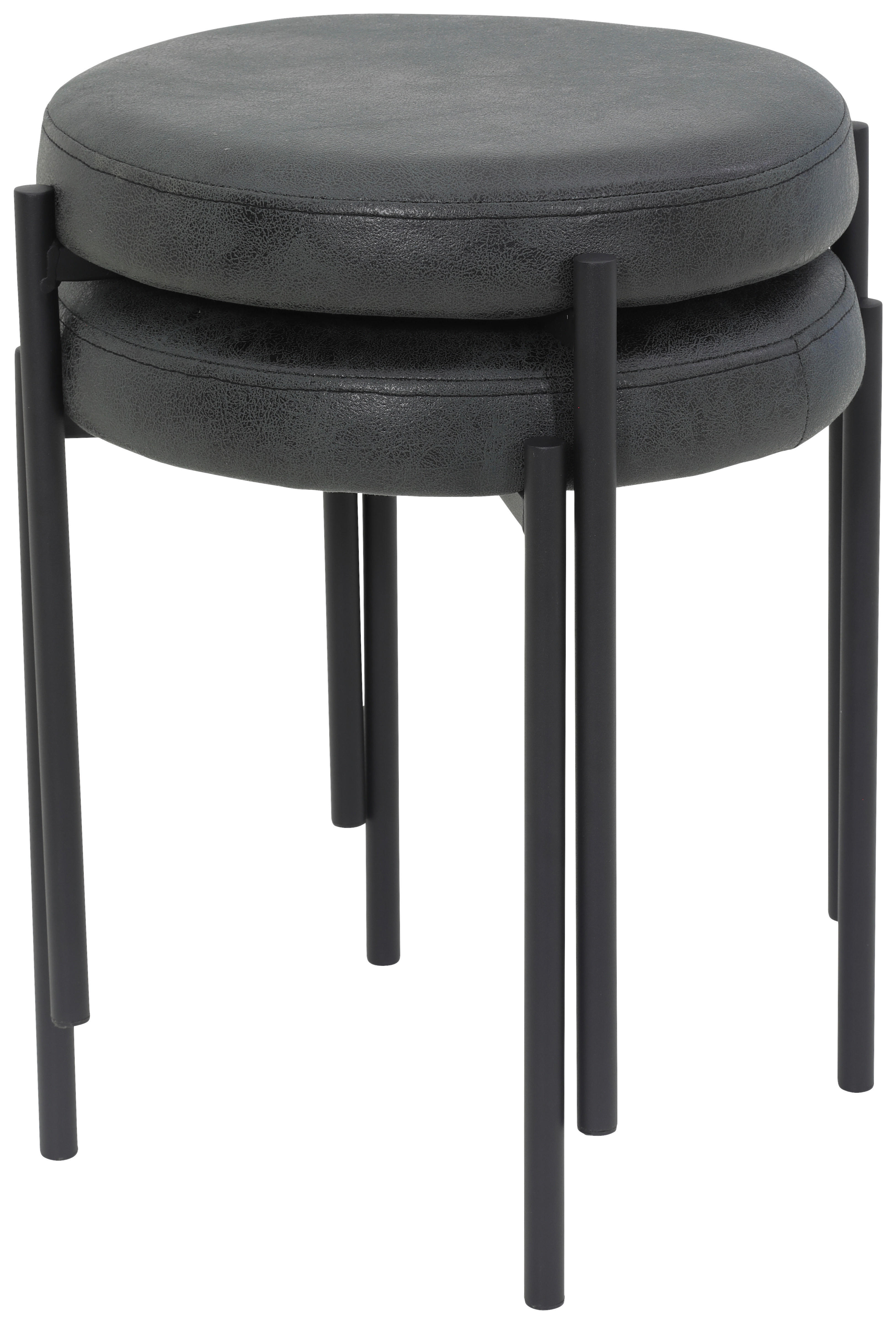 Hocker Sammy anthrazit Microfaser H/D: ca. 46x38 cm Sammy - schwarz/anthrazit (38,00/46,00cm)