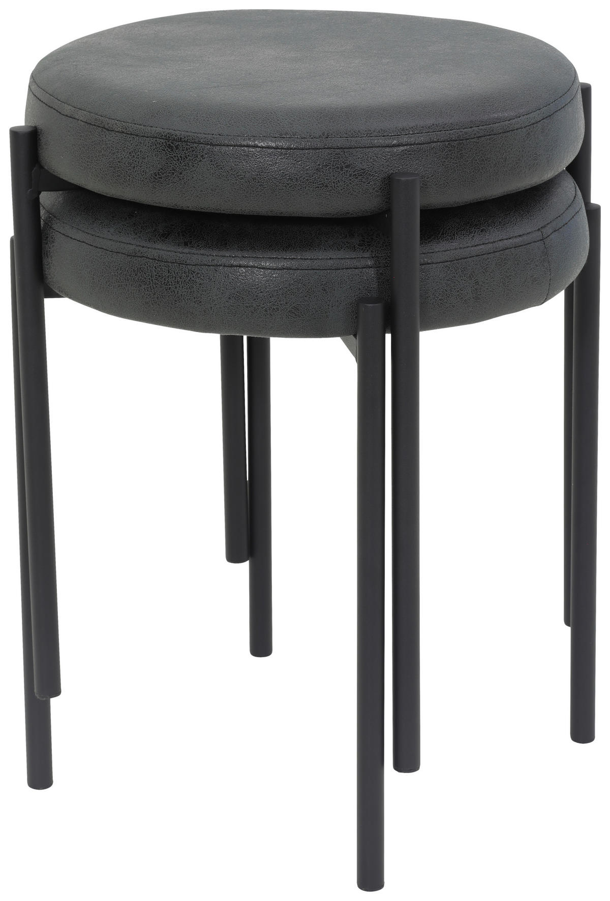 Hocker Sammy anthrazit Microfaser H/D: ca. 46x38 cm Sammy - schwarz/anthrazit (38,00/46,00cm)