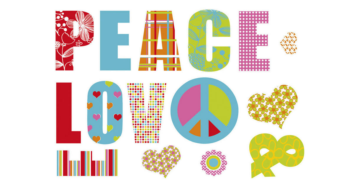Komar Wandtattoo Love and Peace Sprüche Love and Peace B/L ca. 100x70
