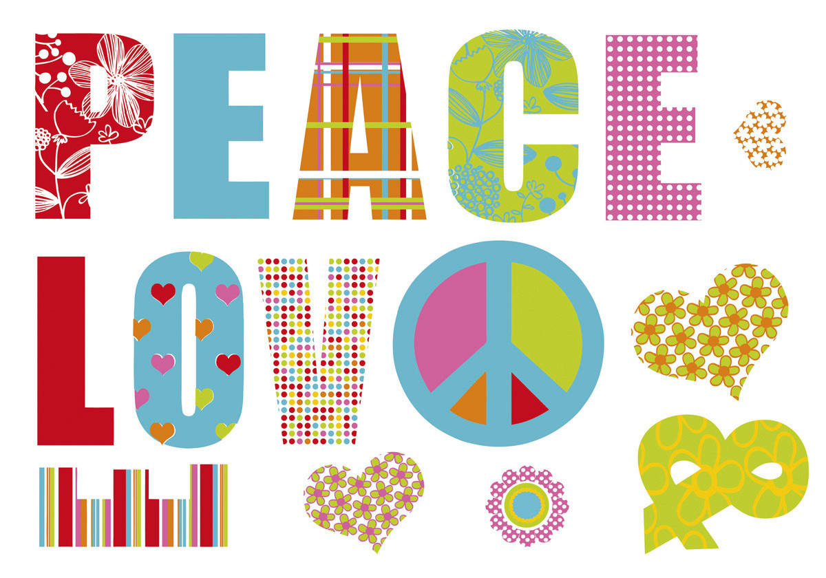 Komar Wandtattoo Love and Peace Sprüche Love and Peace B/L: ca. 100x70 cm Love and Peace - (100,00/70,00cm) - Komar