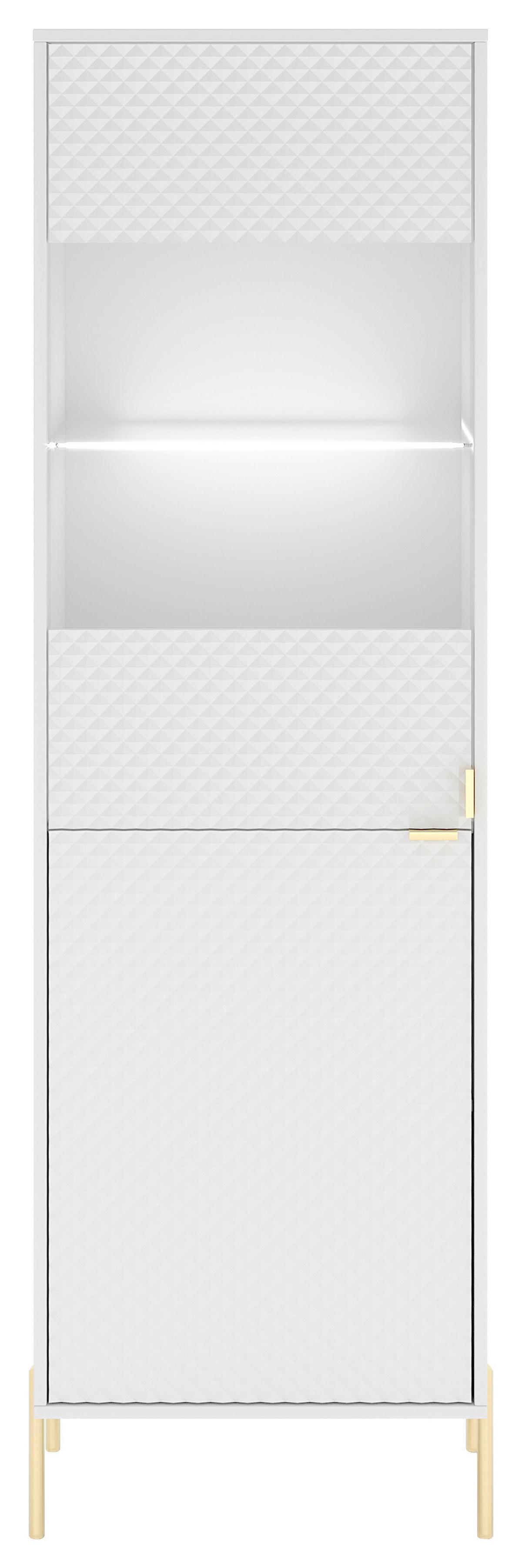 Vitrine VITRINE DIAMOND DI4 LED weiß weiß glänzend Nachbildung B/H/T: ca. 53,7x190x42 cm VITRINE DIAMOND DI4 LED - weiß (53,70/190,00/42,00cm) - WIPMEB