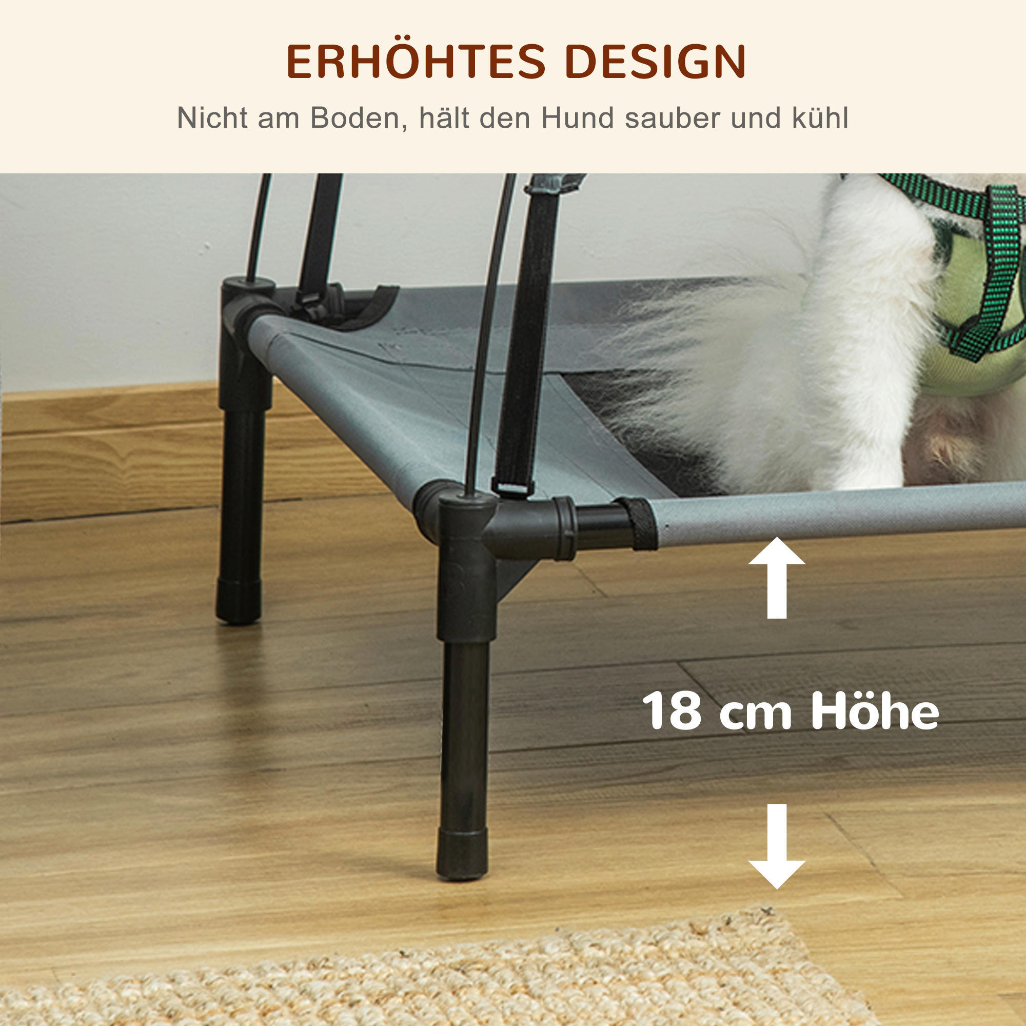 PawHut Hunde-Zubehör schwarz Polypropylen B/H/L: ca. 61x76x73 cm Hundebett - schwarz/grau (73,00/61,00/76,00cm) - PawHut