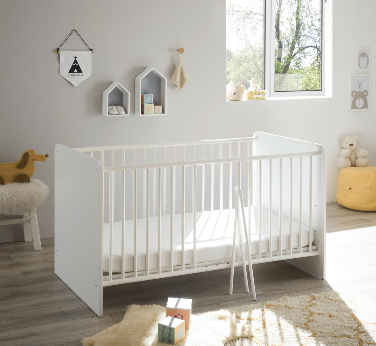 Babybett Alex weiß B/H/T: ca. 82x81x144 cm Liegefläche B/L: ca. 70x140 cm Alex - weiß (82,00/81,00/144,00cm)