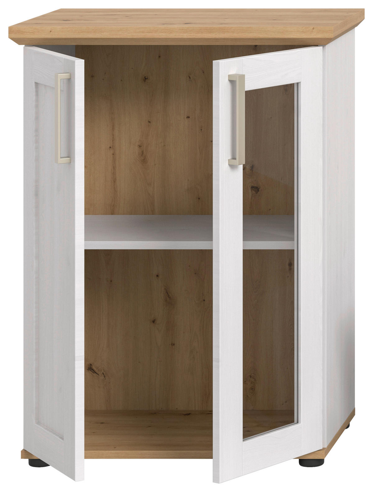 Vitrinenschrank VERONA Lärche Nachbildung Eiche Nachbildung B/H/T: ca. 64x88x37 cm VERONA - Eiche/Lärche (64,00/88,00/37,00cm) - xonox.home