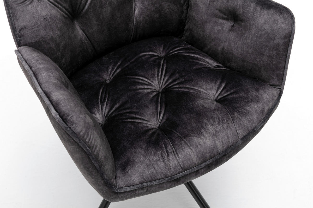 byLIVING Sessel SARINA  2er-Set anthrazit Vintage Samt Metall B/H/T: ca. 59,5x89x62 cm SARINA  2er-Set - anthrazit (59,50/89,00/62,00cm) - byLIVING