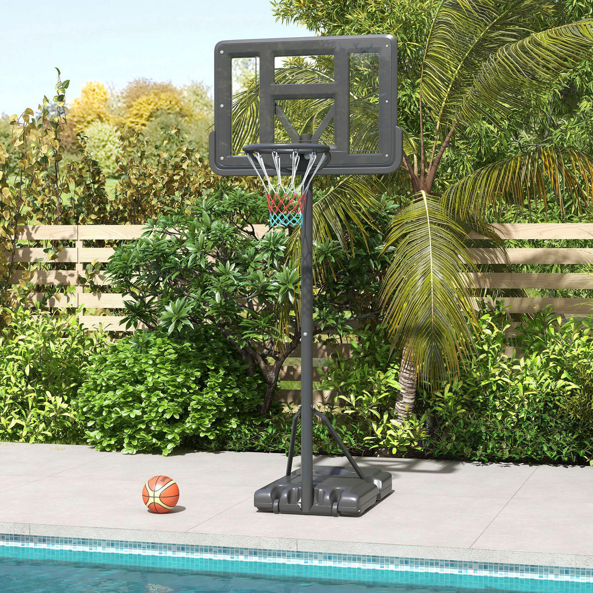 SPORTNOW Basketballkorb schwarz B/H/L: ca. 60x90x370 cm Basketballständer - schwarz (370,00/60,00/90,00cm) - SPORTNOW