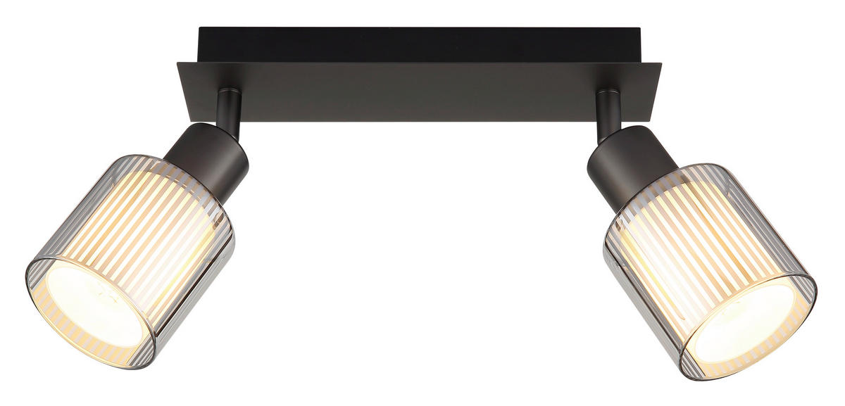 GLOBO Strahler schwarz Chrom Metall Glas B/H/L: ca. 10x30x13 cm E14 2 Brennstellen Strahler-Villegas - schwarz/Chrom (13,00/10,00/30,00cm) - GLOBO