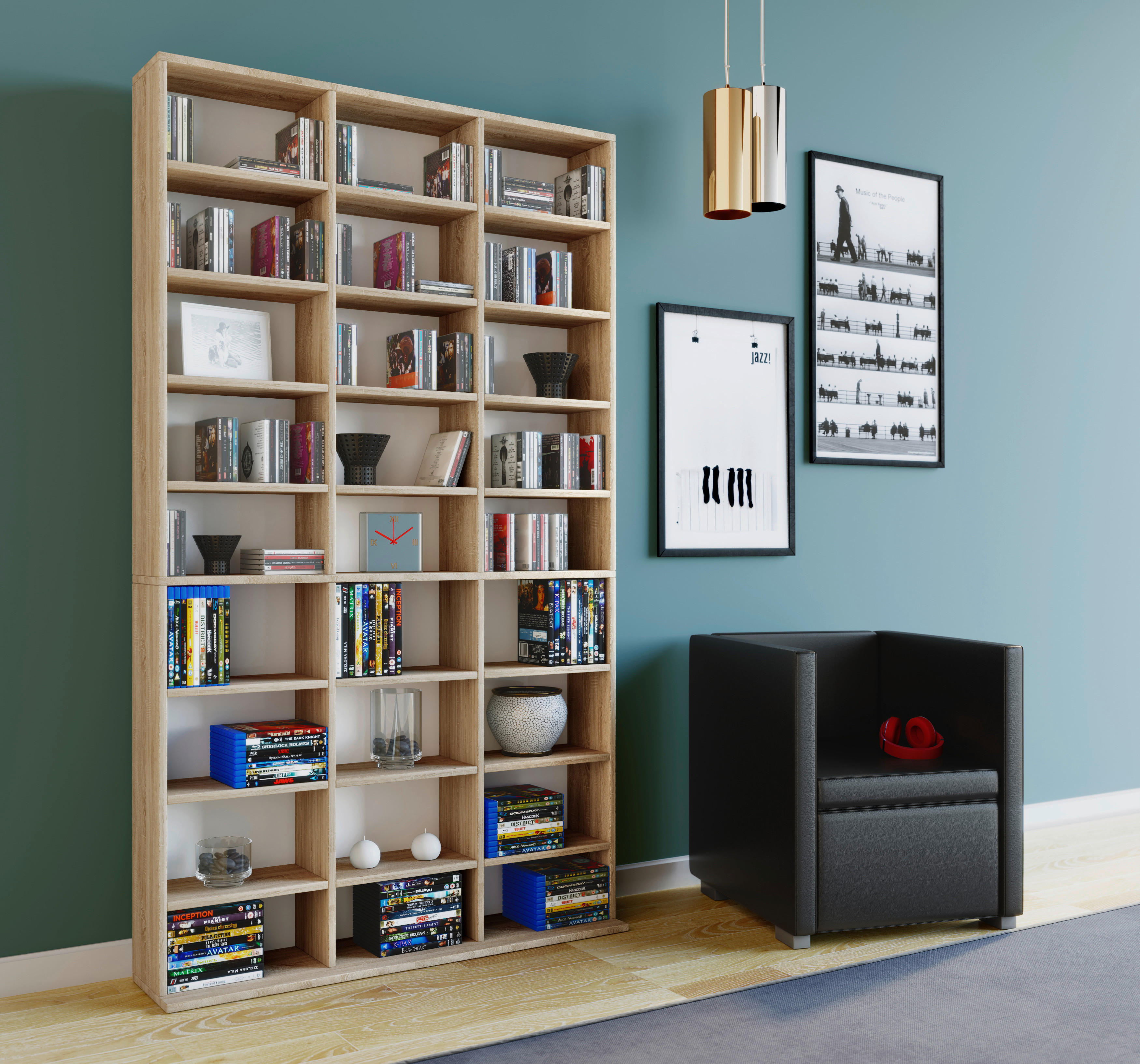 Regal Megosa Maxi Eiche Sonoma Nachbildung Holzwerkstoff B/H/T: ca. 102x183x23 cm Megosa Maxi - Eiche (102,00/183,00/23,00cm) - VCM Möbel