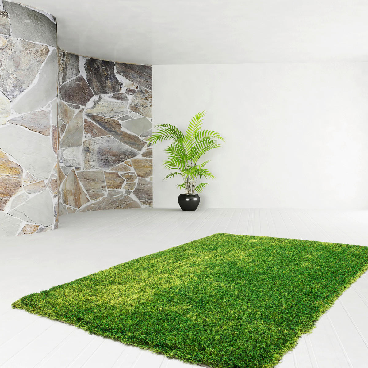 Kayoom Hochflorteppich Diamond 725 grün B/H/L: ca. 120x4x170 cm Diamond 725 - grün (170,00/120,00/4,00cm) - Kayoom