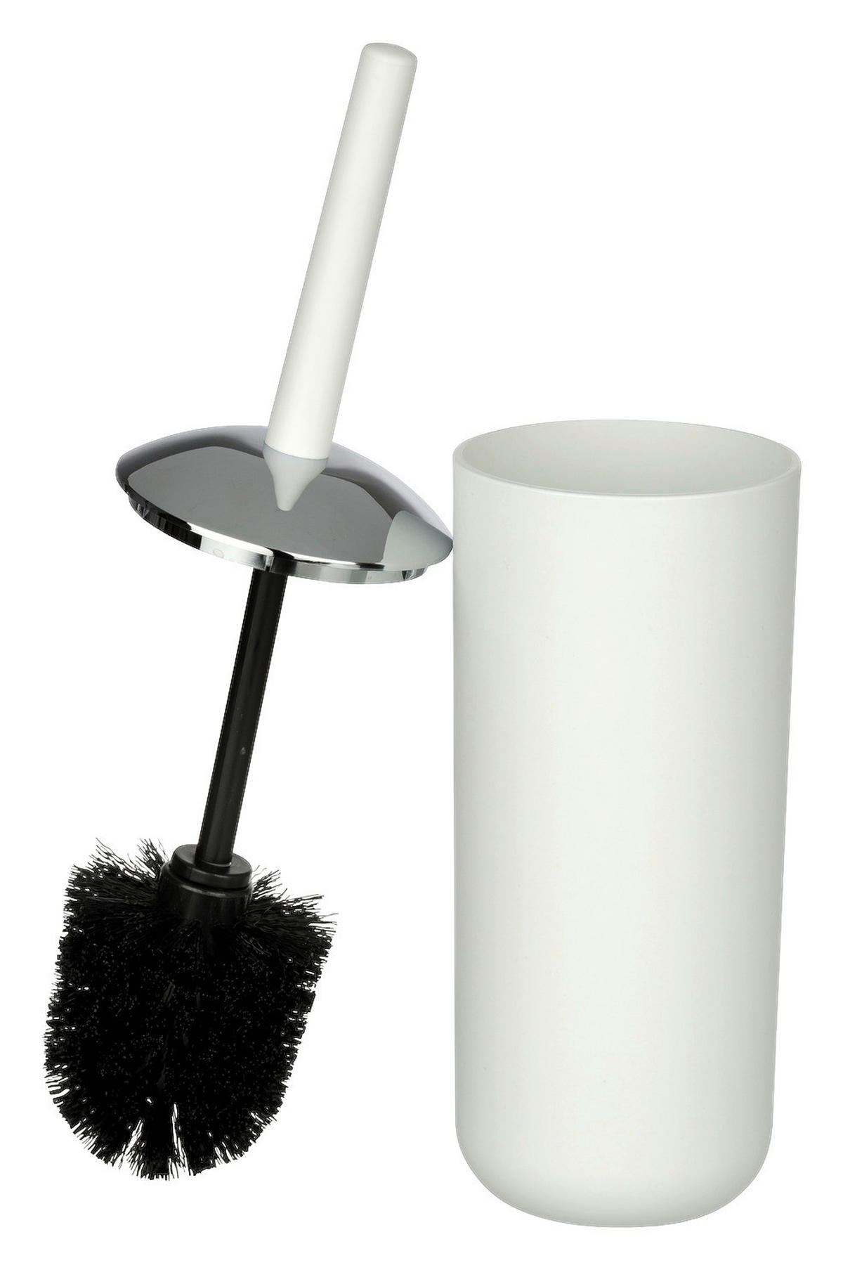 WC-Garnitur weiß silber Kunststoff WC-Garnitur_Brasil weiß - weiß/silber (10,00/10,00/37,00cm) - WENKO
