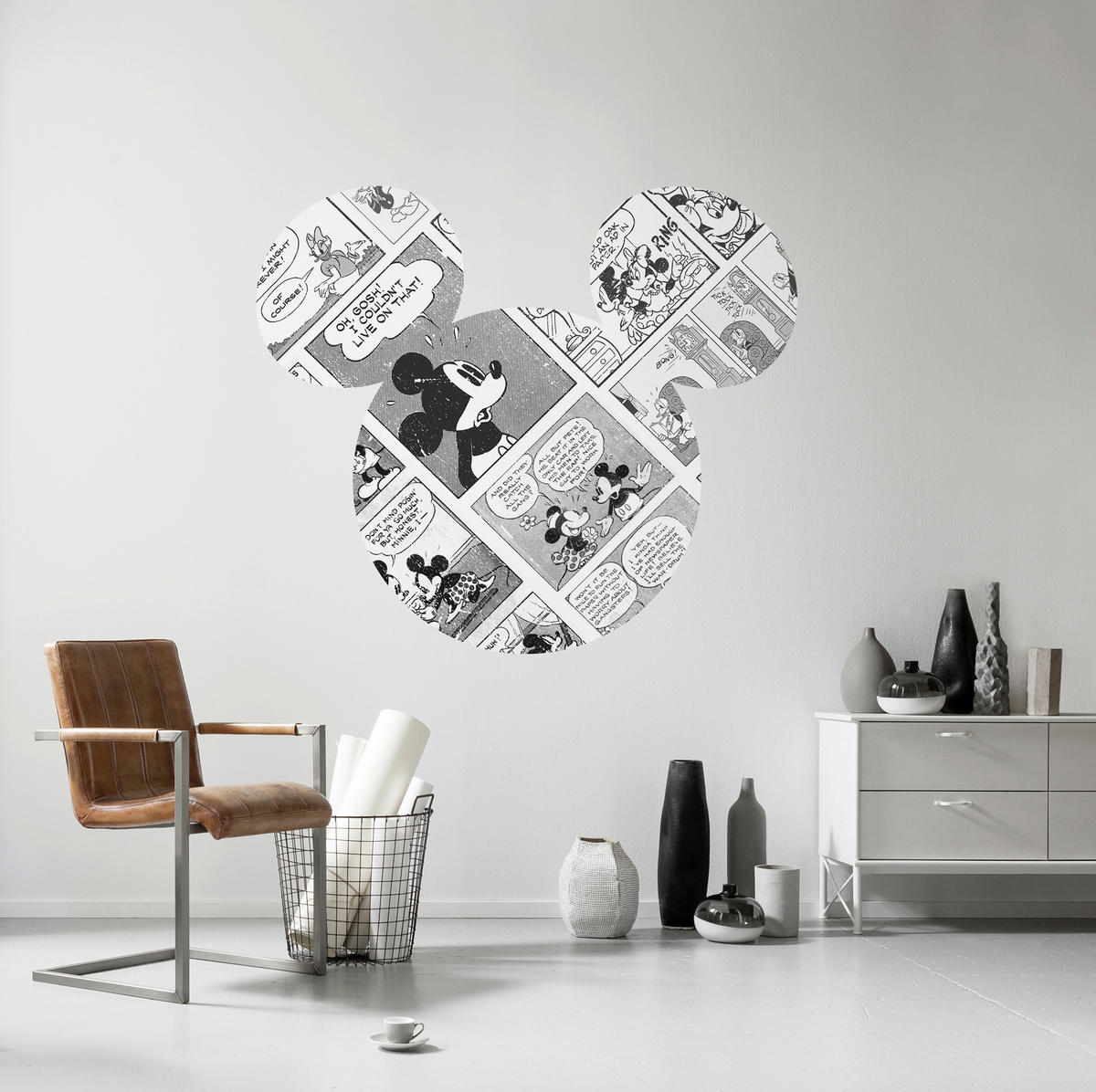 Komar Wandtattoo Mickey Head Comic Cartoon  Mickey Head Comic Cartoon B/L: ca. 125x125 cm Mickey Head Comic Cartoon - (125,00/125,00cm) - Komar